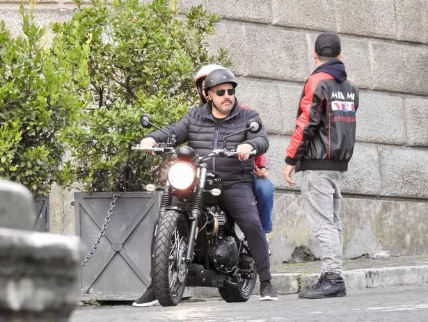 Kevin James and Nicole Grimaudo filming 'Solo Mio' at Acqua Paola Fountain in Rome