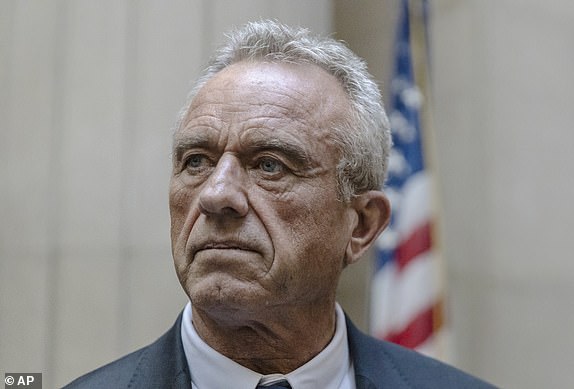 FILE - Robert F. Kennedy Jr. speaks to reporters at the Nassau County Supreme Court in Mineola, N.Y. on Aug. 21, 2024. (AP Photo/Stefan Jeremiah, Pool)