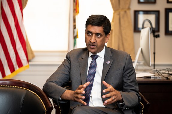 UNITED STATES - JUNE 23: Rep. Ro Khanna, D-Calif., speaks with Roll Call in his office on Thursday, June 23, 2022. (Bill Clark/CQ-Roll Call, Inc via Getty Images)