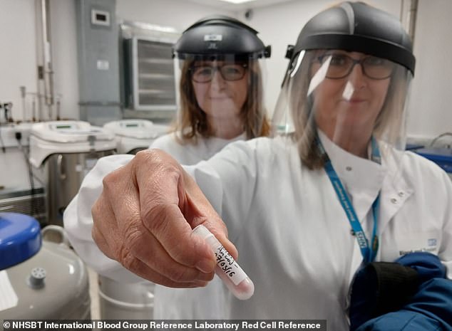 Nicole Thornton - the head of the NHSBT¿s International Blood Group Reference Laboratory 'Red Cell Reference' - holds a vile of the blood used to crack the 50-year-old AnWj mystery