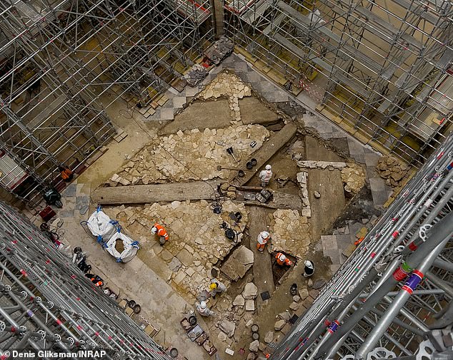 Following the Notre-Dame cathedral fire of April 2019, two coffins were found under paving stones in a spot where the 'nave' and the 'transept' meet