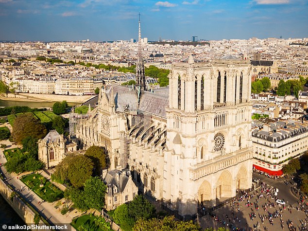 Notre-Dame cathedral was built in the shape of a Latin cross. Construction began in 1163 and the cathedral was largely completed by 1345