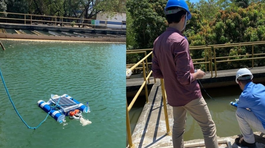 Manuel Nunes tests the Aquatic Rover in the ETA Sul area of ​​Teresina waters | Photo: Disclosure/Personal archive