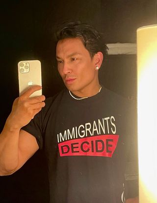 Prabal Gurung wearing a Tshirt in support of Planned Parenthood