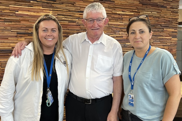 Pictured from left: Danielle White, former student and former Hays manager, now programme lead and lecturer in travel and tourism; Mike Renshaw; and Eva Szemcsuk, former student, now front-of-house manager, City Bistro, Sunderland College. 