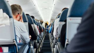 Inside an airplane