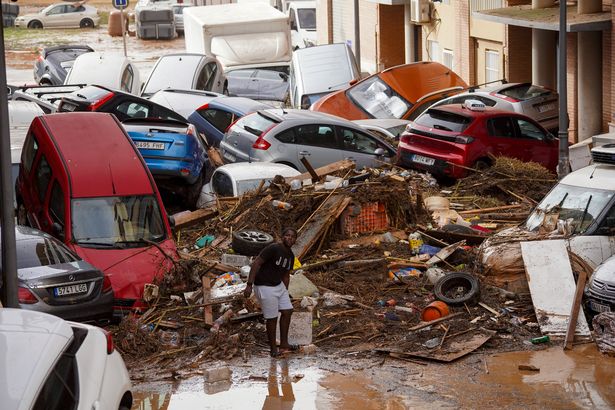 A view of the damaged area after a deluge brought up to 200 liters of rain per square meter (50 gallons per square yard) in hours in towns across the region of Valencia