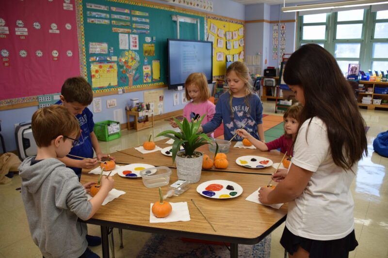 Dows Lane School Students Paint Pumpkins