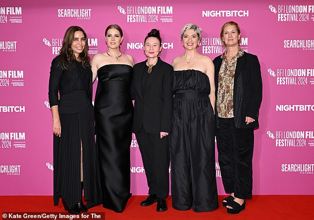 Amy and her co-stars on the red carpet for Nightb***h (L-R) Stacy O'Neil, Amy Adams, Kristy Matheson, Marielle Heller and Anne Carey