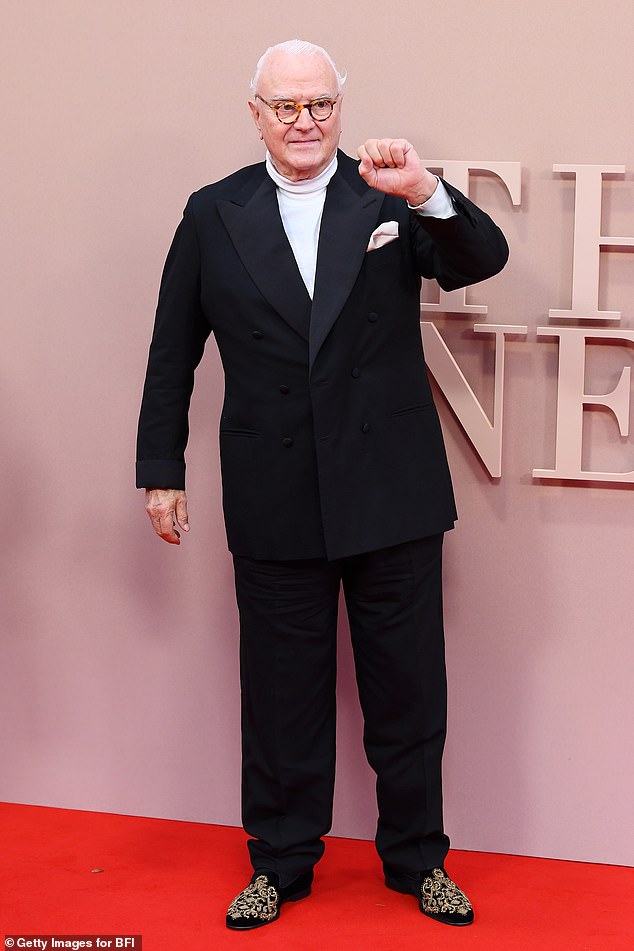 Iconic shoe designer Manolo Blahnik was also strutting his stuff on the red carpet in fashionable footwear