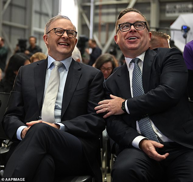 Prime Minister Anthony Albanese is pictured with the then Qantas CEO Alan Joyce