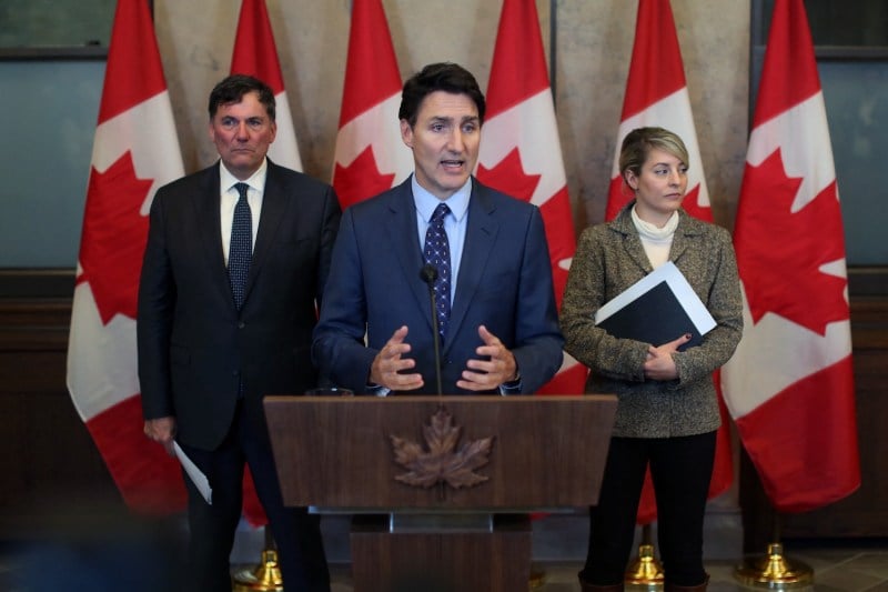 Canadian Prime Minister Justin Trudeau speaks during a press conference on Oct. 14, after Canada expelled six top Indian diplomats, including the country’s ambassador.