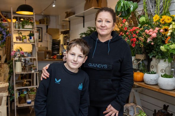 Annette Howe, 47, with her son.