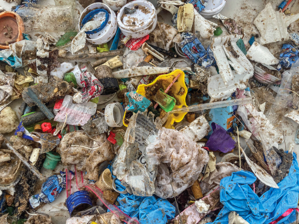 Trash removed from Rainbow Beach in Chicago on Lake Michigan 