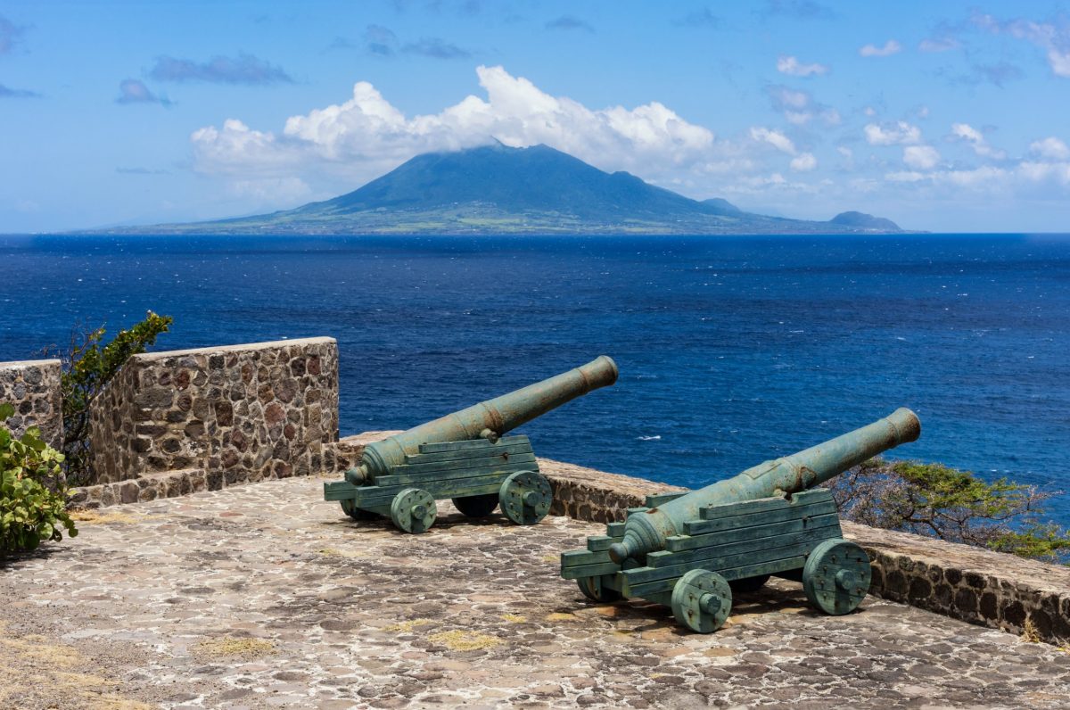 Oranjestad - St Eustatius The stone structure of Fort de Windt was completed in 1756 and used to monitor shipping routes before it was abandoned in 1815. It retains a pair of forest-green-painted cannons on top of the wall. Maybe with luck you will see a Whale passing bay through the bay