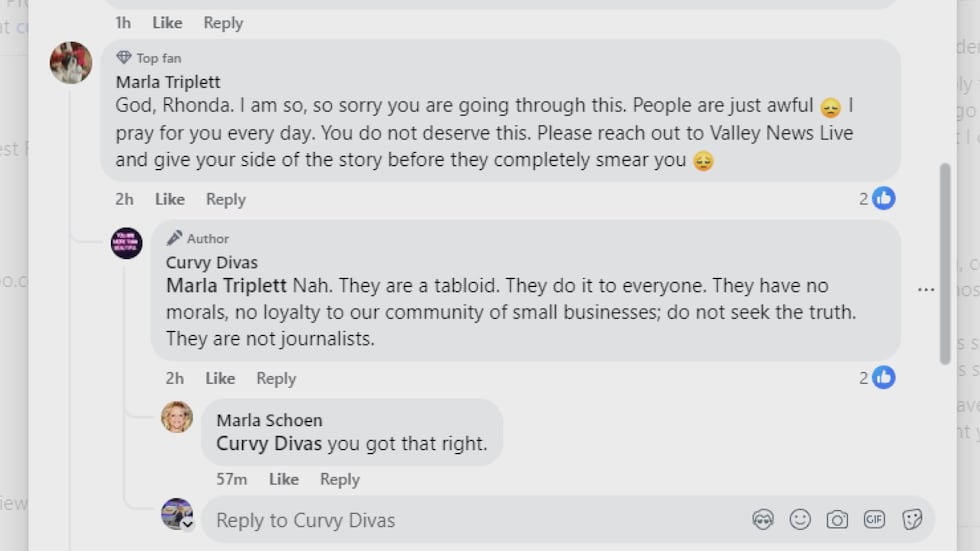 Curvy Divas business page comments