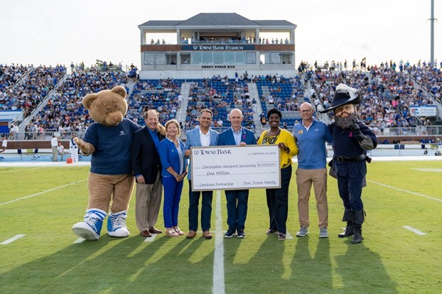 TowneBank pledged $1 million to Christopher Newport University to support academic scholarships, athletic facilities and programs, and the arts. (Courtesy photo)