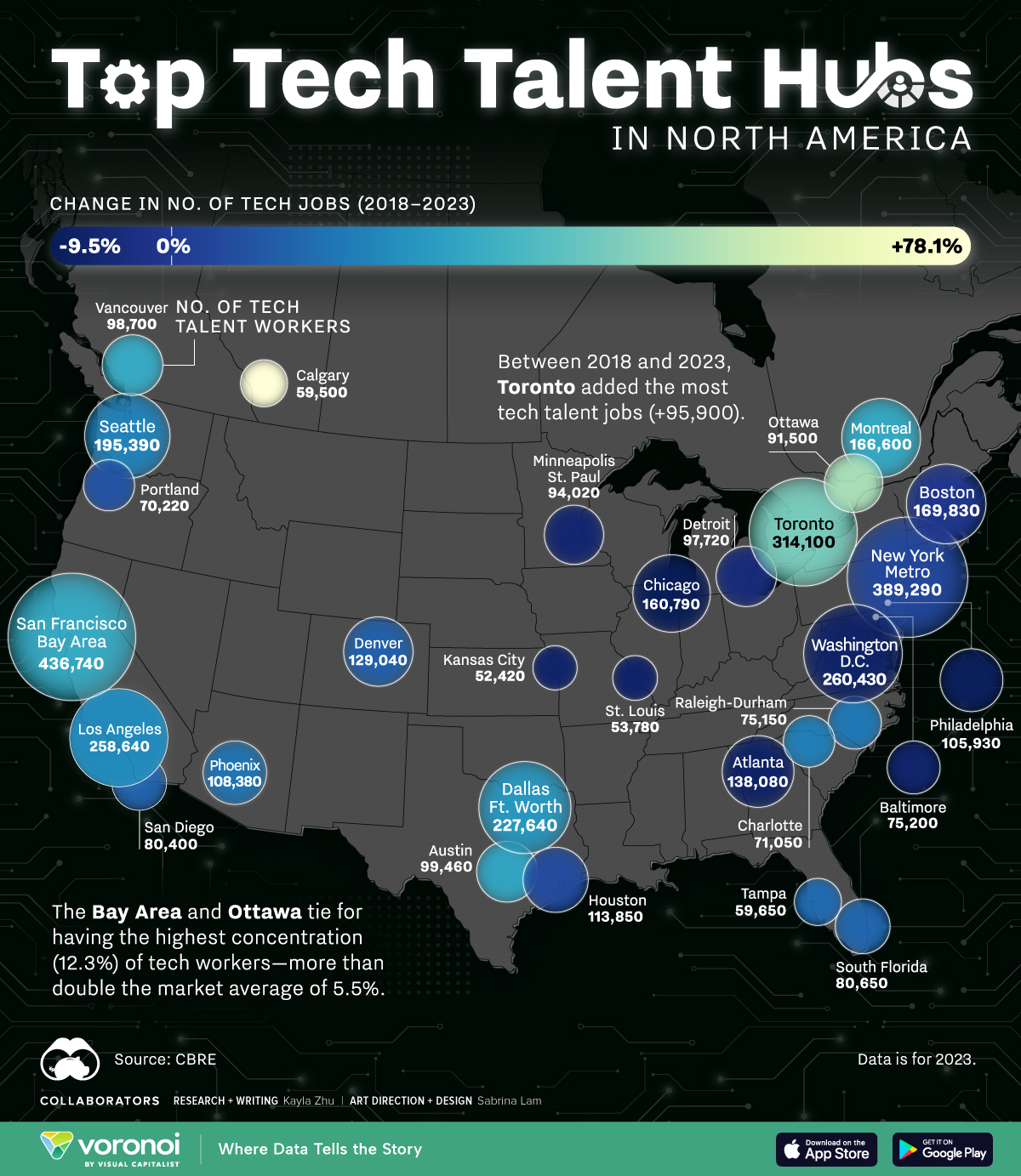 Mapped: North America's Biggest Tech Talent Hubs