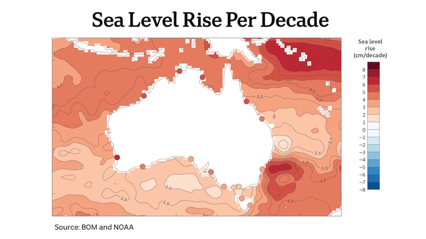 A map of sea level rises