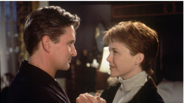 Michael Douglas and Annette Bening in The American President.