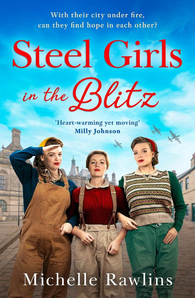 The eye-catching cover of Michelle Rawlins' Steel Girls in the Blitz.