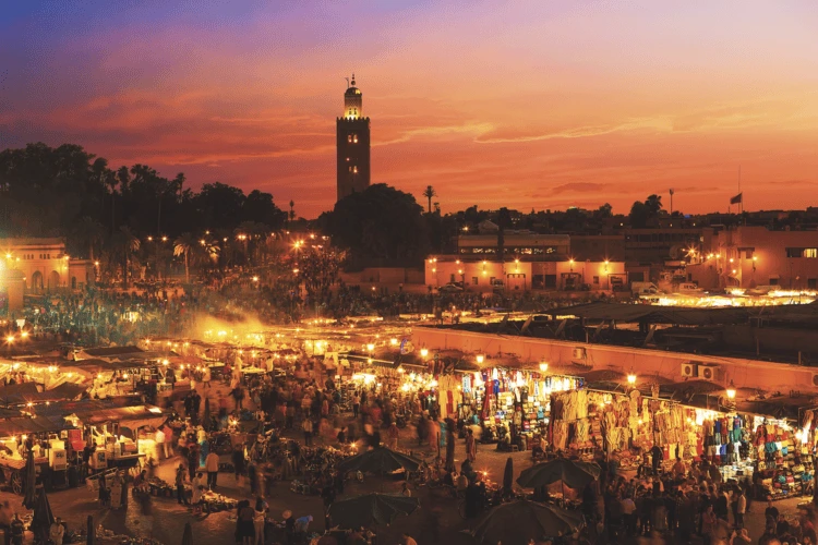 View of sunset over Marrakesh