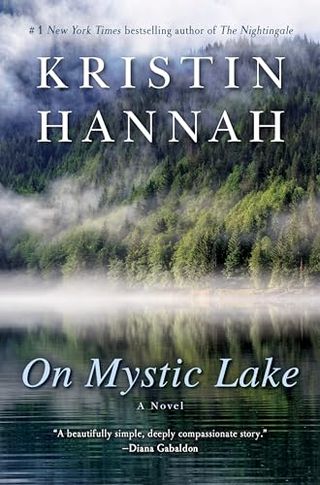 'On Mystic Lake' book cover with fog lifting over a lake next to a wooded hillside