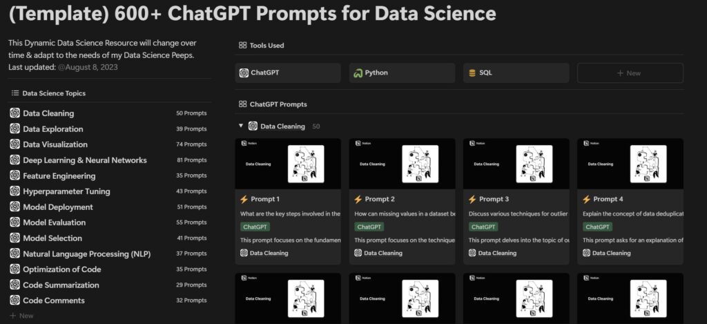 prompts for data science