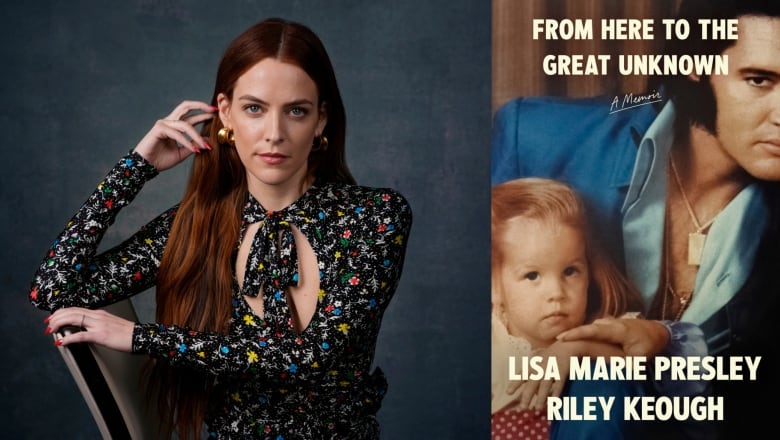 Composite image: a headshot of Riley Keough and the book cover for From Here to the Great Unknown.