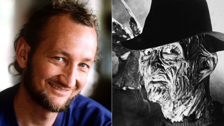 Split image of Robert Englund and Freddy Krueger in A Nightmare on Elm Street