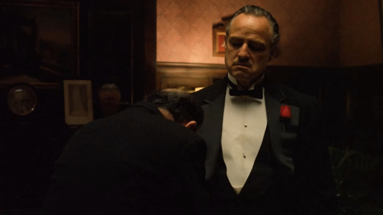 Don Corleone having a meeting in The Godfather