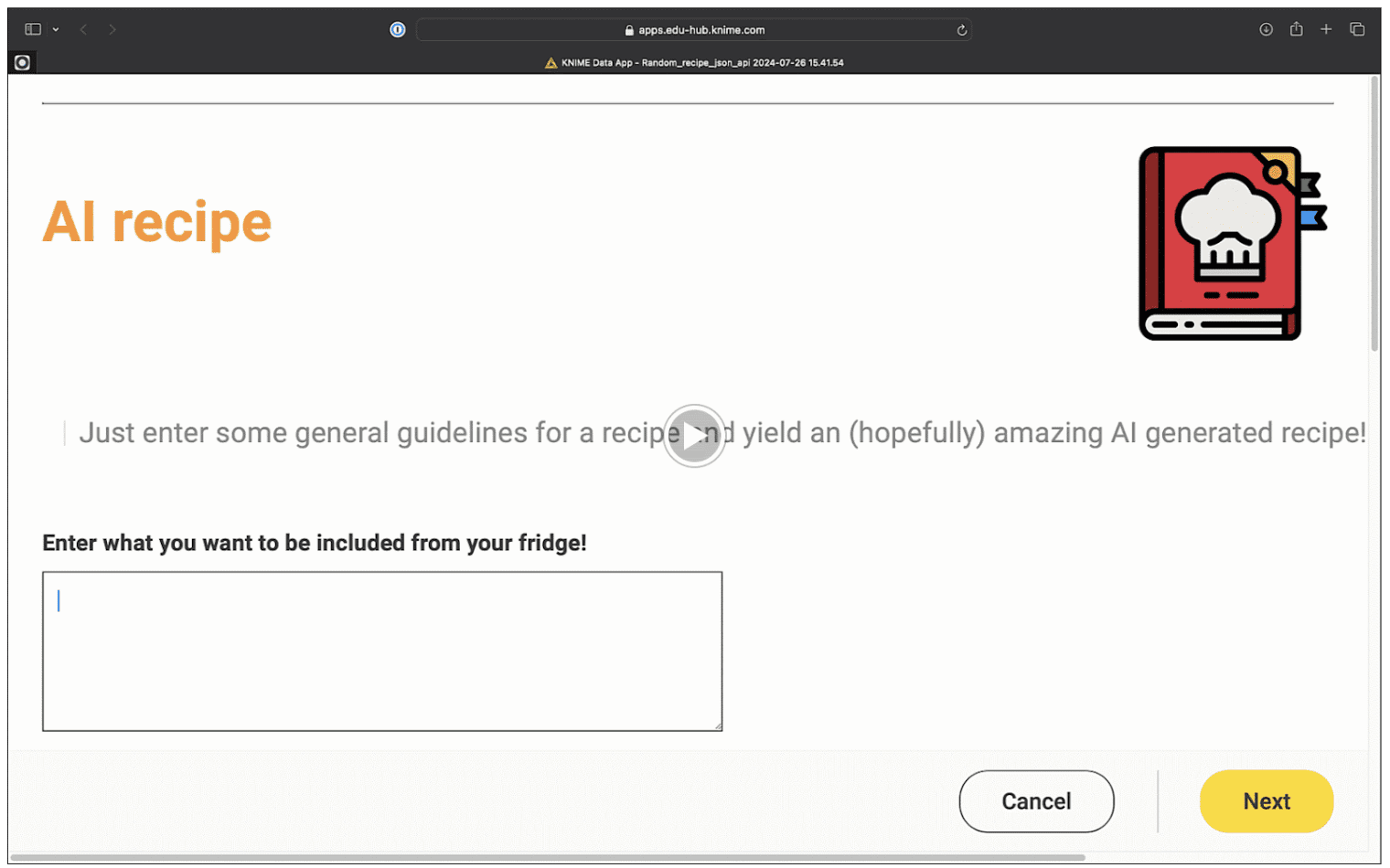 Figure 7. An example of integration of AI responses and classic data operations in this recipe AI generator.