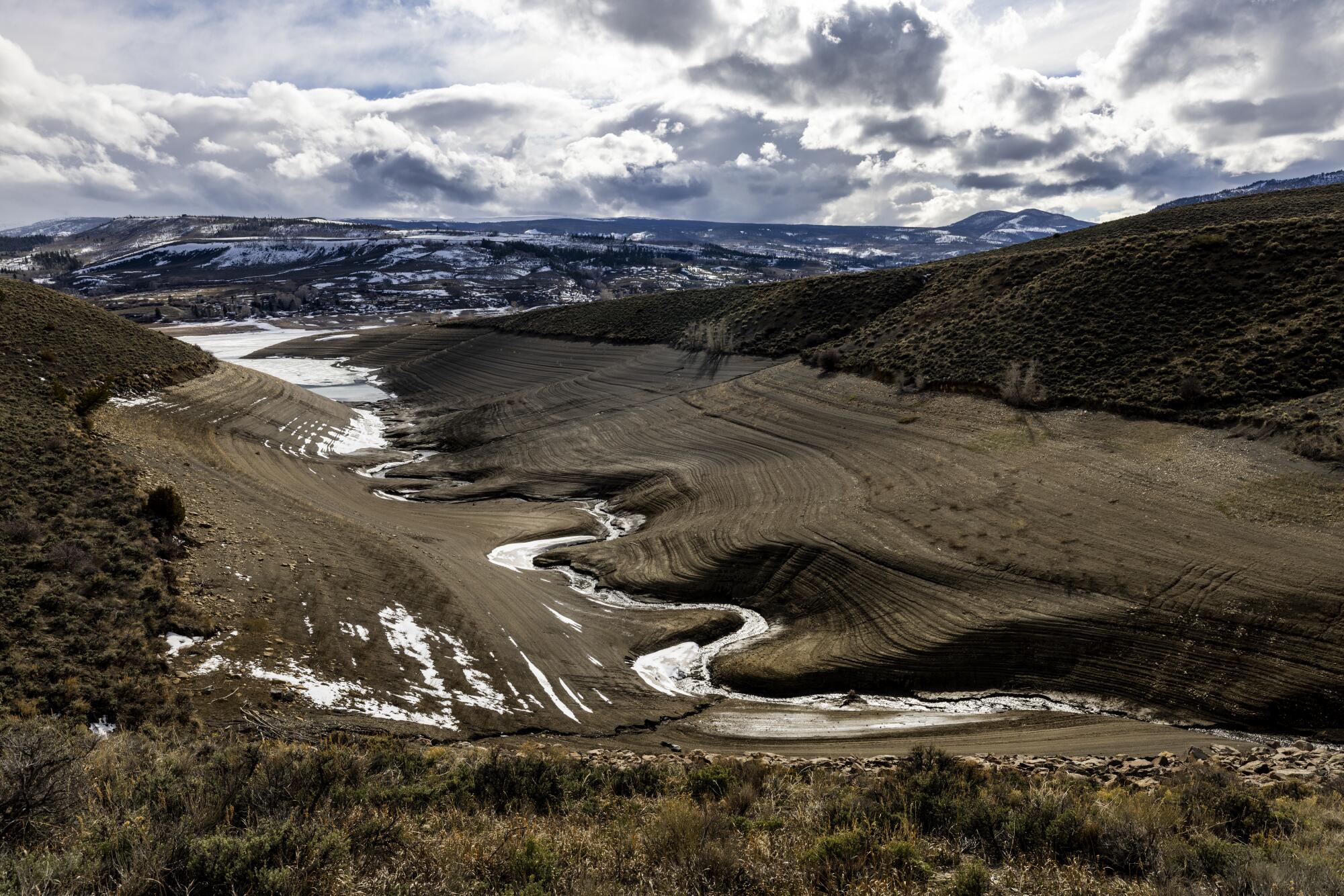 Low water levels at Green Mountain Reservoir in Colorado in 2022. 