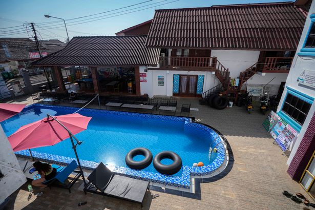 An aerial view of the pool