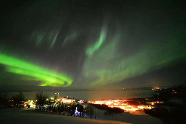 Green northenr lights above Bjorkliden, Sweden