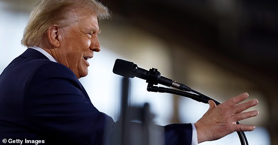 RALEIGH, NORTH CAROLINA - NOVEMBER 04:  Republican presidential nominee, former U.S. President Donald Trump holds a campaign rally at the J.S. Dorton Arena on November 04, 2024 in Raleigh, North Carolina. With one day left before the general election, Trump is campaigning for re-election in the battleground states of North Carolina, Pennsylvania and Michigan.  (Photo by Chip Somodevilla/Getty Images)