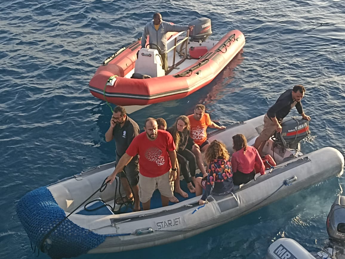 A huge rescue mission began after the yacht sank on Monday