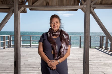 Karen Jacobs stands at Manjaree, Bathers Beach, Wadjemup / Rottnest Island.