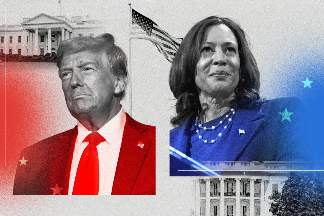 Photo collage of former President Donald Trump and Vice President Kamala Harris.