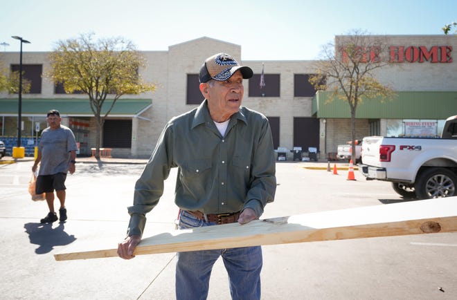 Rito Recendez, 82, a Trump supporter who legally immigrated from Mexico to the United States in 1974, loads his truck with building materials at a Home Depot in South Austin Wednesday November 6, 2024.