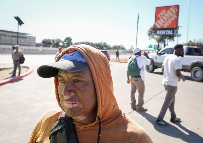 Juan Gomez Vasquez, an undocumented immigrant from Guatemala who supports Donald Trump, waits for a day labor job at a Home Depot in South Austin Wednesday November 6, 2024.