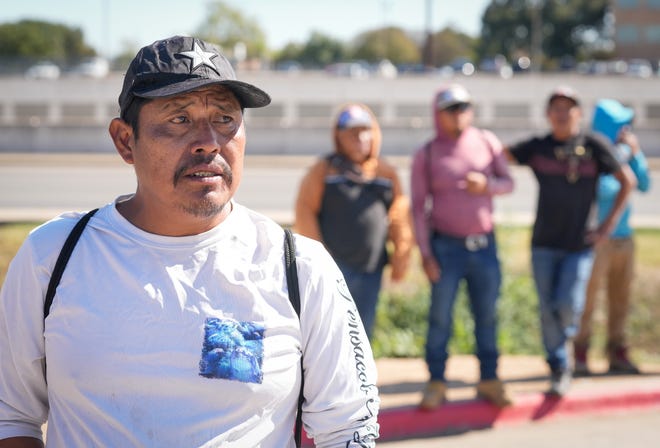 Hermelindo Mendoza, an undocumented immigrant from Guatemala, waits for a day labor job at a Home Depot in South Austin Wednesday November 6, 2024.