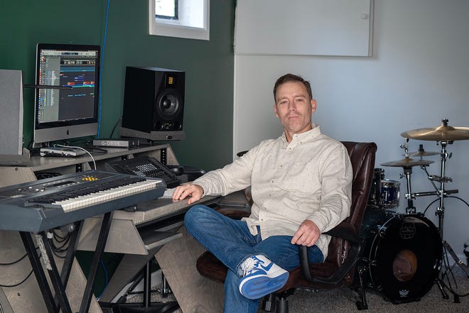 Colin Bell of Matawan, who composed the film score for the newly released holiday movie, Christmas Cowboy, talks about the project in his home studio in Matawan, NJ Friday, November 15, 2024.