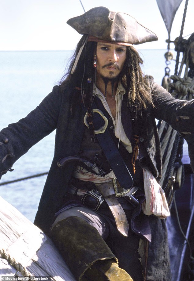 Johnny Depp seen as Captain Jack Sparrow in the Pirates of Caribbean: The Curse of the Black Pearl