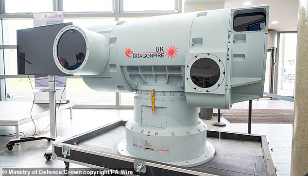 More national militaries are investigating so-called 'direct energy weapons' which use bursts of high-intensity radiation to destroy or disrupt their targets. These include the British DragonFire laser weapon (pictured)