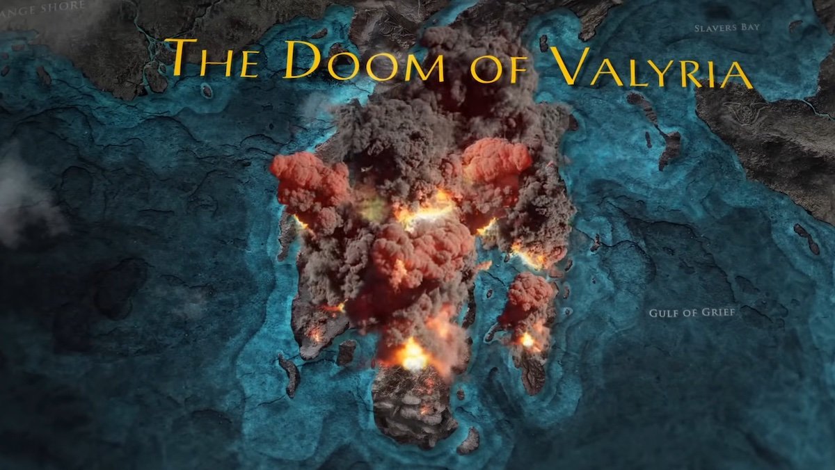 A map showing the fiery Doom of Valyria