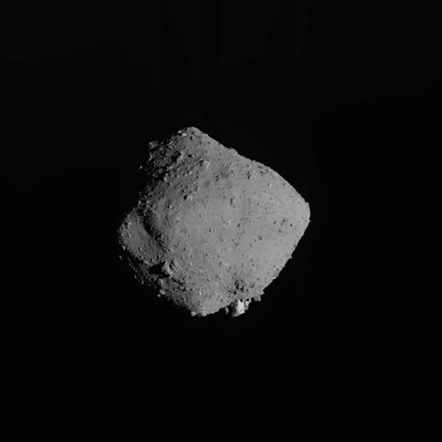 The asteroid Ryugu in a photo taken by Japan's Hayabusa2 spacecraft. 