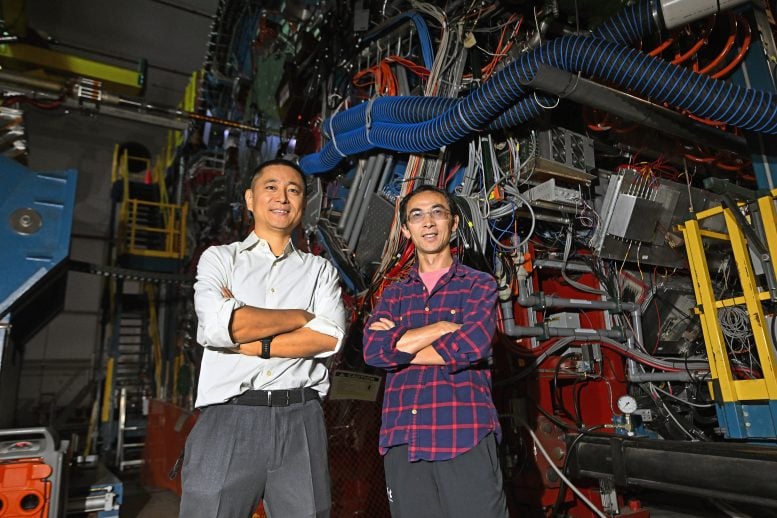 Jiangyong Jia and Shengli Huang in Front of the STAR Detector