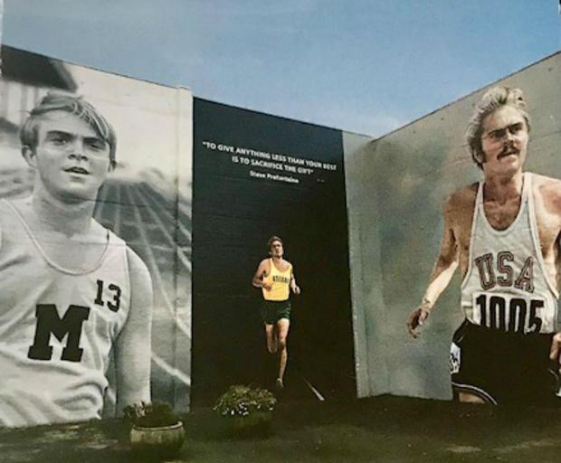 Mural in memory of Steve Prefontaine in Coos Bay