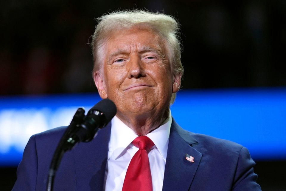 Former President Donald Trump spoke to supporters at a campaign rally at Van Andel Arena in Grand Rapids, Michigan, late Monday evening